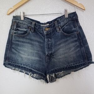 Free People denim short raw hem button fly blue jean short size w 29